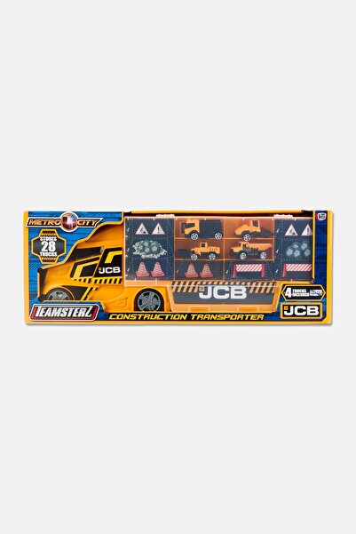 Teamsterz JCB Medium Construction Transporter With 4 X Die-Cast Trucks, Yellow