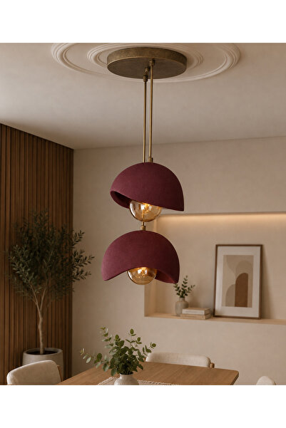 Ferisa Home Ampul HEdiye Beton Bordo Eskitme Pinterest 2'Li Sarkıt Avize Bohe...