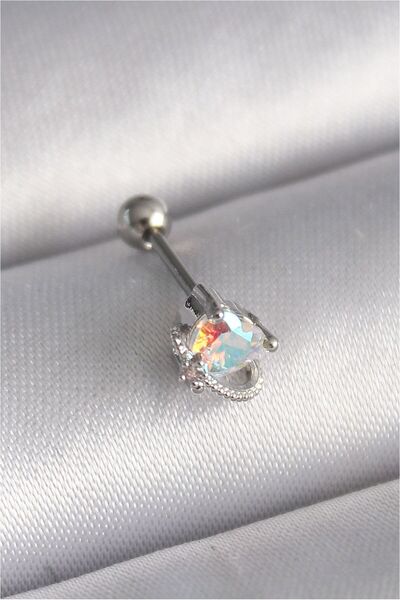 Genel Markalar 316L Çelik Gümüş Renk Zirkon Taşlı Kalp Tragus Piercing