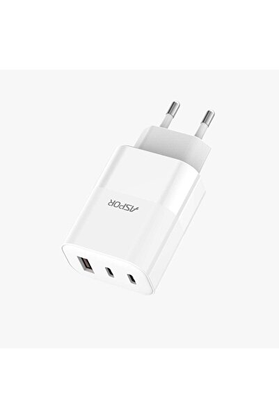 Aspor Încărcător Rapid GaN 65W, 2x USB-C + USB-A, Power Delivery - A883EU
