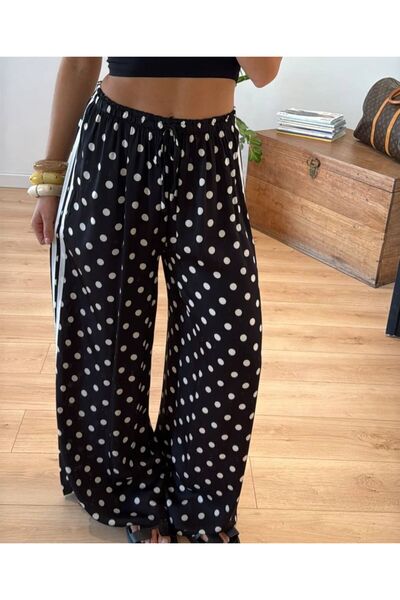 Olbia Women's Black Polka Dot Striped High Waist Trousers