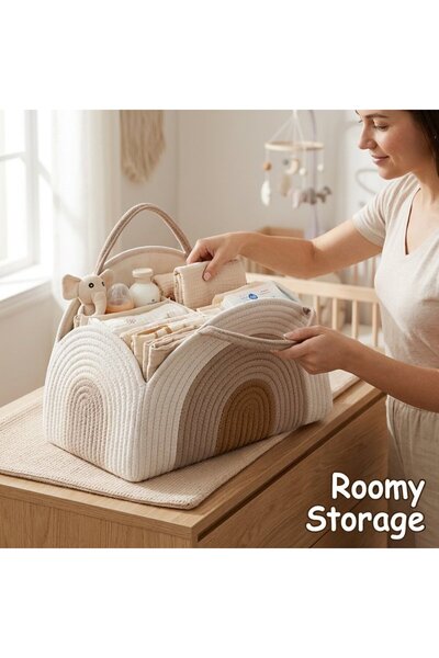 Generic 1 Cotton Diaper Organizer Storage Basket Nursery Portable Large Handl...