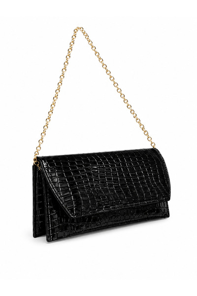 Mirel çanta Women's Envelope Design Two Compartment Chain Strap Bag Black Cro...