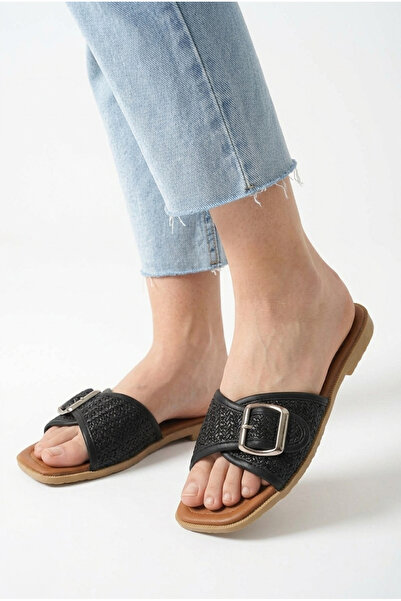 Zerenyus Revin Comfortable Buckle Daily Black Slippers