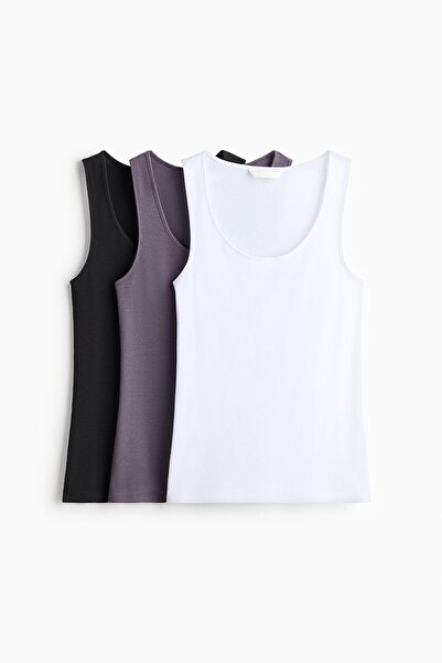 H&M 3’lü Ribanalı Kolsuz Üst