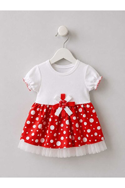 neocotton Lined Baby Girl Short Sleeve Dress with Elasticated Cuff Ends