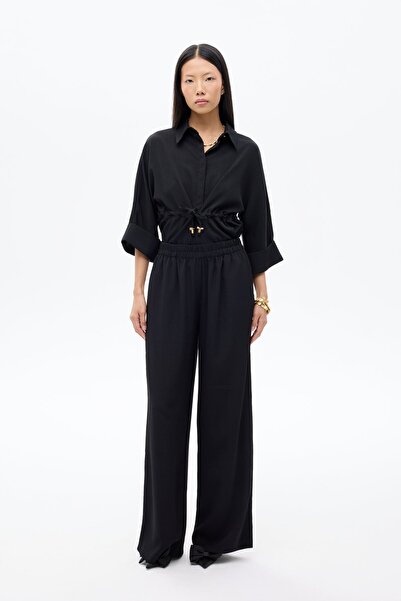 Quzu Ženske platnene pantalone PNT00809 crne