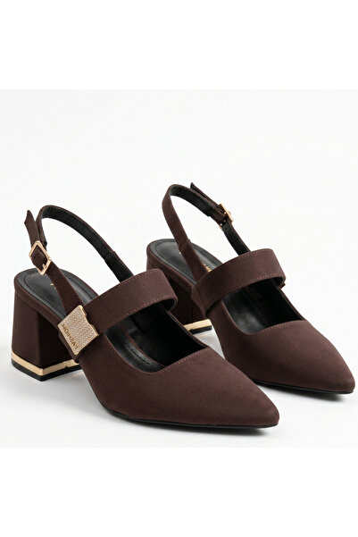 Barinoska Women's Satin Belted Heeled Shoes 5.5 cm Pointed Toe Full Mold Blac...
