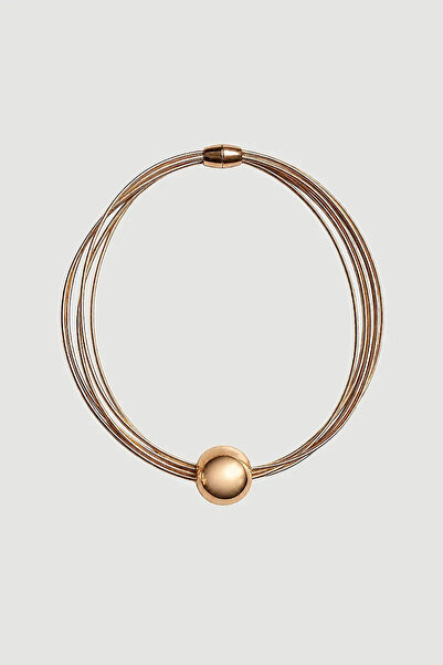 Gusto Sphere Detailed Multi-Ring Choker Necklace - Gold