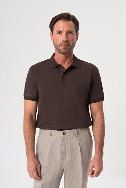 Velvarde Brown Polo Collar T-Shirt