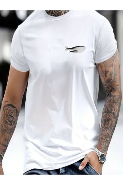 vorena Minimalist Printed White Oversize T-Shirt
