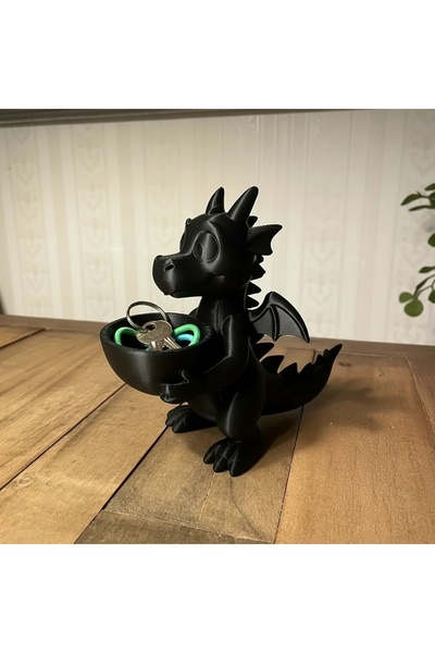 OEM Figurină Dragon Decorativă cu Bol, Suport Obiecte Mici, Imprimare 3D, 15 cm