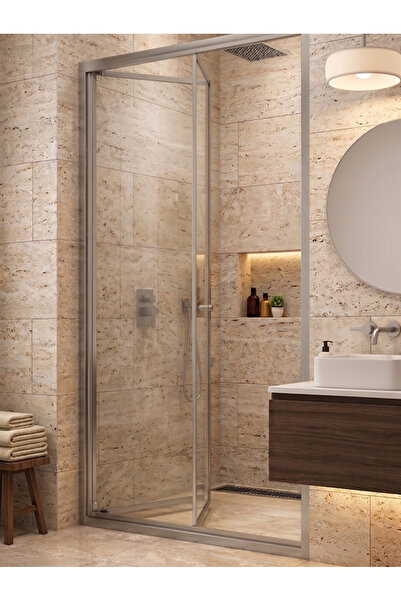 Waterline Duşakabin Ön Cephe Katlanır Akordiyon Kapı Krom Profil 4mm Temperli...