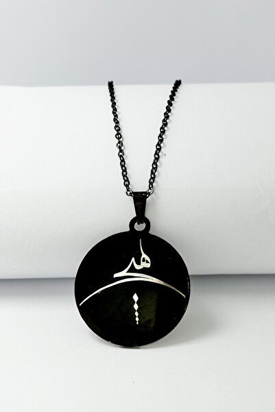 DEARWİSH Black Color 60 cm Accordion Chain Stainless Steel Necklace with the ...