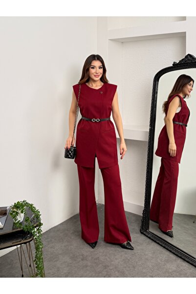 MiraMore Butik Belt detailed vest trousers double set