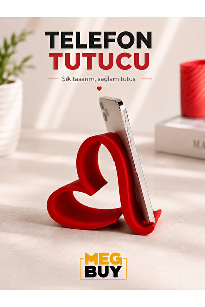 Genel Markalar Kalp Tasarımlı Telefon Tutucu Stand – Masaüstü Telefon Standı