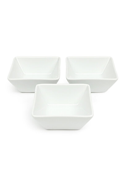 Shallow By Styli 3-Piece Square Porcelain Bowl Set, 12cm