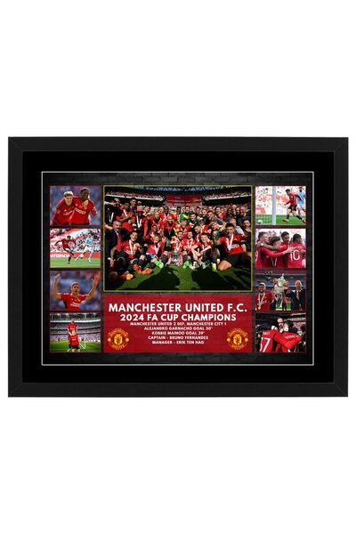 HWC Trading Manchester United 2024 FA Cup Framed Memorabilia A3 Poster, Pre-P...