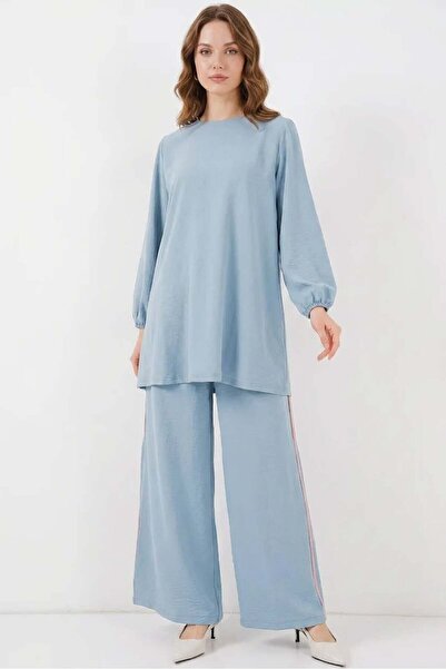 ALFA AKSESUAR 03 Women's Round Neck Standard Long Sleeve Light Blue Two-Piece...