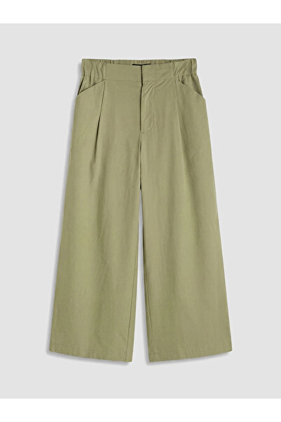 LC Waikiki Khaki Elastic Waist Women's Pleated Trousers