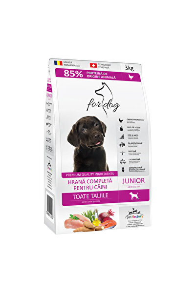 For Dog Hrană uscată pentru câini Junior cu pui, 3 kg