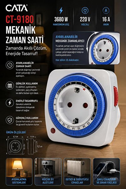 Cata CT-9180 MEKANİK ZAMAN SAATİ PRİZ TİPİ