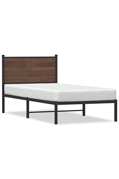vidaxl Cadru pat metalic fără saltea stejar maro 80x200 cm