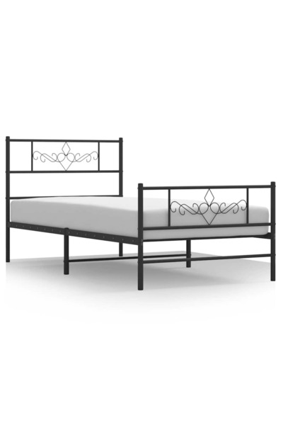 vidaxl Cadru pat metalic cu tăblii de cap/picioare, negru, 100x190 cm