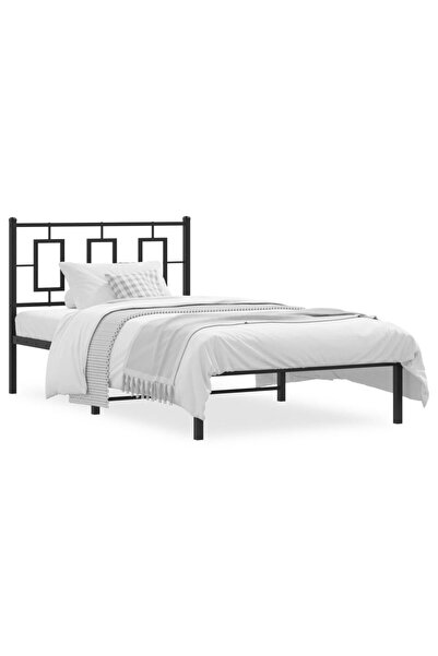 vidaxl Cadru de pat din metal cu tăblie, negru, 100x200 cm