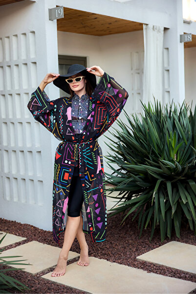 REMSA Canan Chiffon Kimono Pareo Rms-Rp025-26 Black