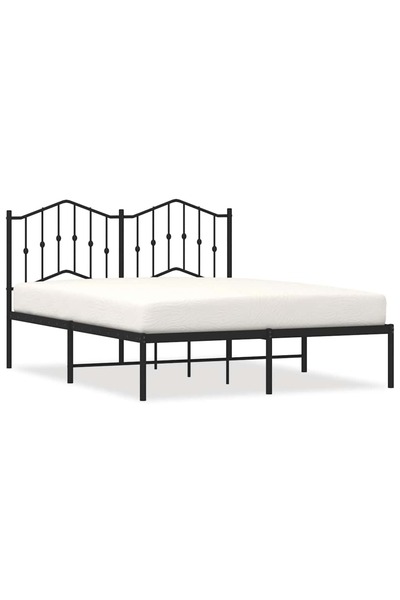 vidaxl Cadru de pat metalic cu tăblie, negru, 135x190 cm