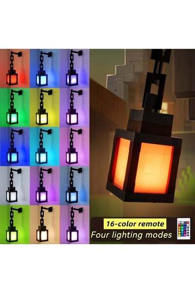 Generic Pixel Lantern Night Lamp 16-Color RGB Changing Light USB-C Rechargeab...