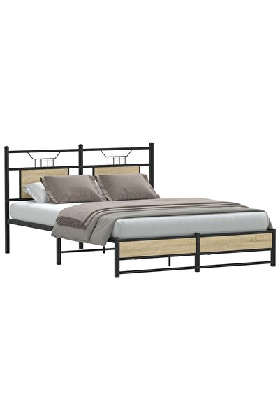 vidaxl Cadru pat fără saltea, stejar sonoma 137x190 cm lemn prelucrat