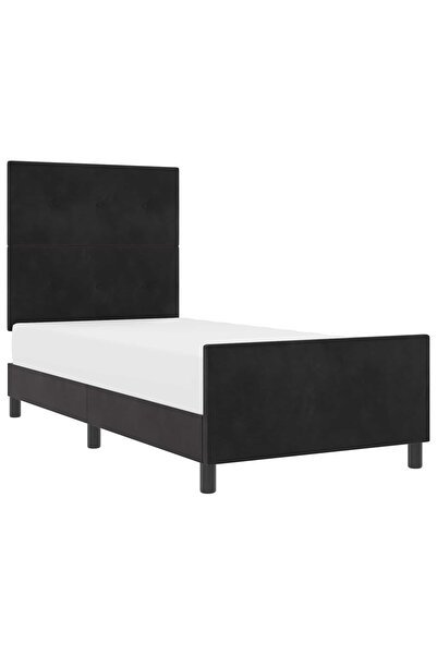 vidaxl Pat cu arcuri cu headboard Negru 90 x 190 cm Catifea