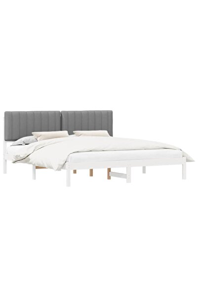 vidaxl Cadru de pat cu tăblie tapițată Gri deschis 180 x 200 cm
