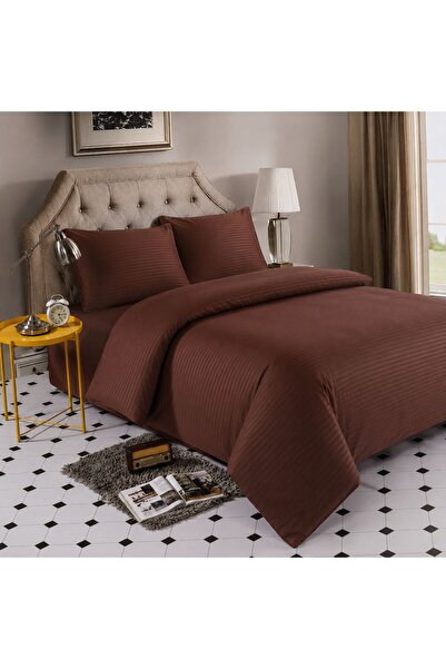 JOJO HOME Set lenjerie de pat bumbac 100%, damasc, 4 piese, cearceaf fara ela...