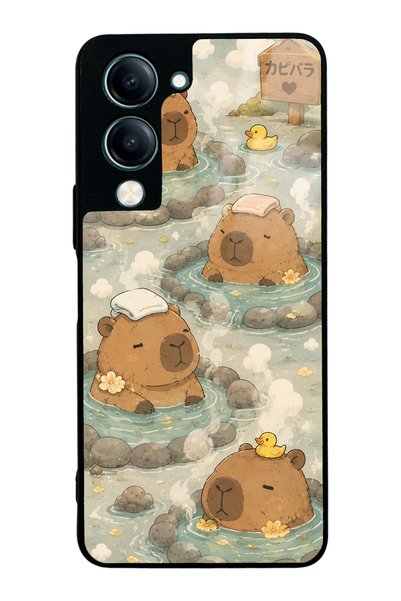 Spoyi حافظة هاتف لامعة بتصميم Vivo Y04 Capybara Onsen