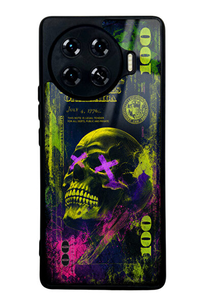 Spoyi Tecno Spark 20 Pro Plus Yellow Neon Skull Chaos Tasarımlı Glossy Telefo...
