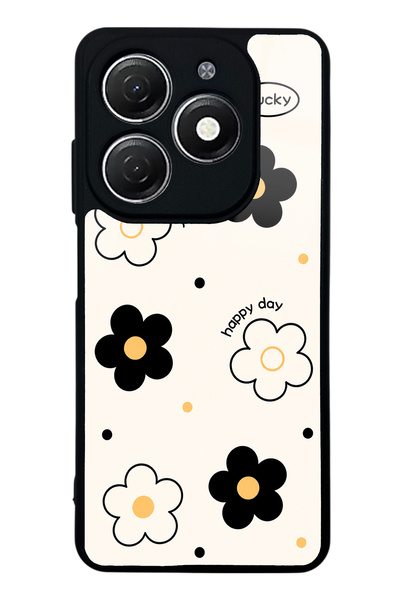 Spoyi Tecno Spark 20 White Glossy Phone Case with Lucky Happy Day Design