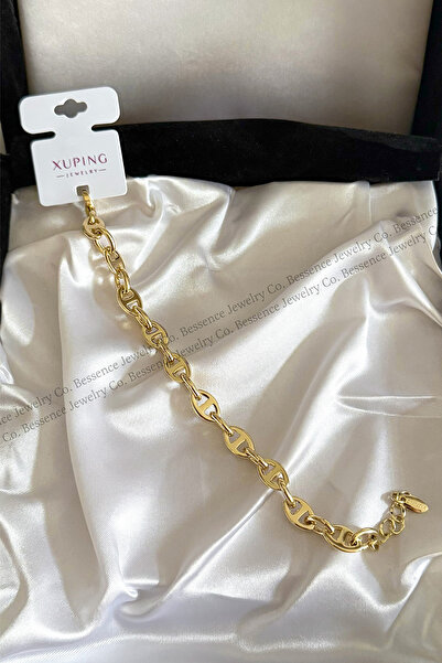 BESSENCE JEWELRY CO. Xuping 14K Gold Mariner Link Çapa Model Zincir Çelik Bil...