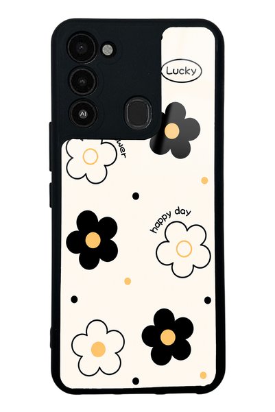 Spoyi Tecno Spark 8C White Glossy Phone Case with Lucky Happy Day Design