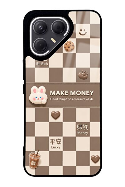 Spoyi Tecno Pova 7 Pro Brown Make Money Tasarımlı Glossy Telefon Kılıfı