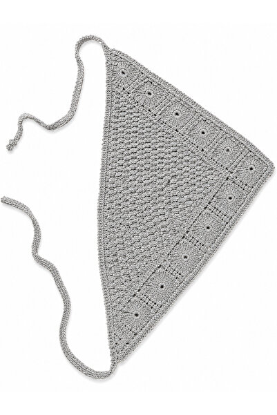 Sibel Günay Butik Bandană de păr triunghiulară tricotată manual cu motiv flor...