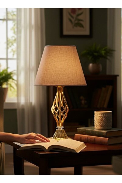 Dekovien Mink Fabric Headboard Gold Twisted Metal Leg Modern Lampshade 50X25Cm