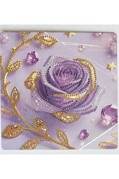 iğne izi Hı Stone 5D Diamond Stone Embroidery Kit Painting 20X20 cm Purple Ro...