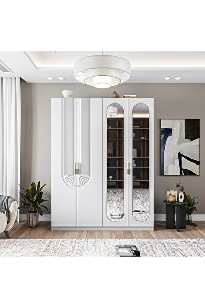 Velmo‏‎ Aspen 4 Kapaklı Gardırop (Beyaz)