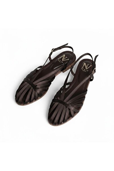 NE&VE SHOES Brown Satin Piping Women's Casual Sandals