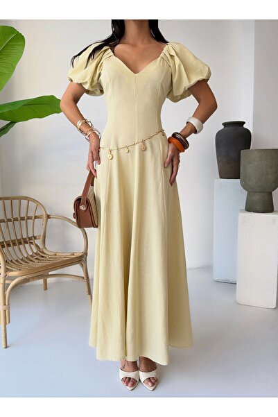 ANDME Women's Balloon Sleeve Piecewise Dress