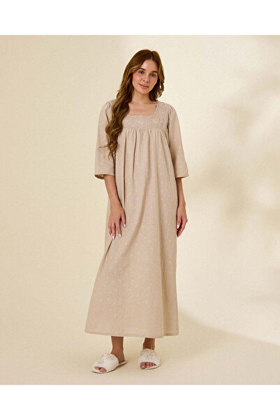REDTAG Women Beige Textured Nightgown