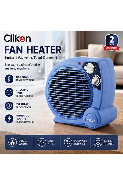 CLIKON مدفأة هوائية مع إمكانية ضبط درجة الحرارة وحماية من الحرارة الزائدة